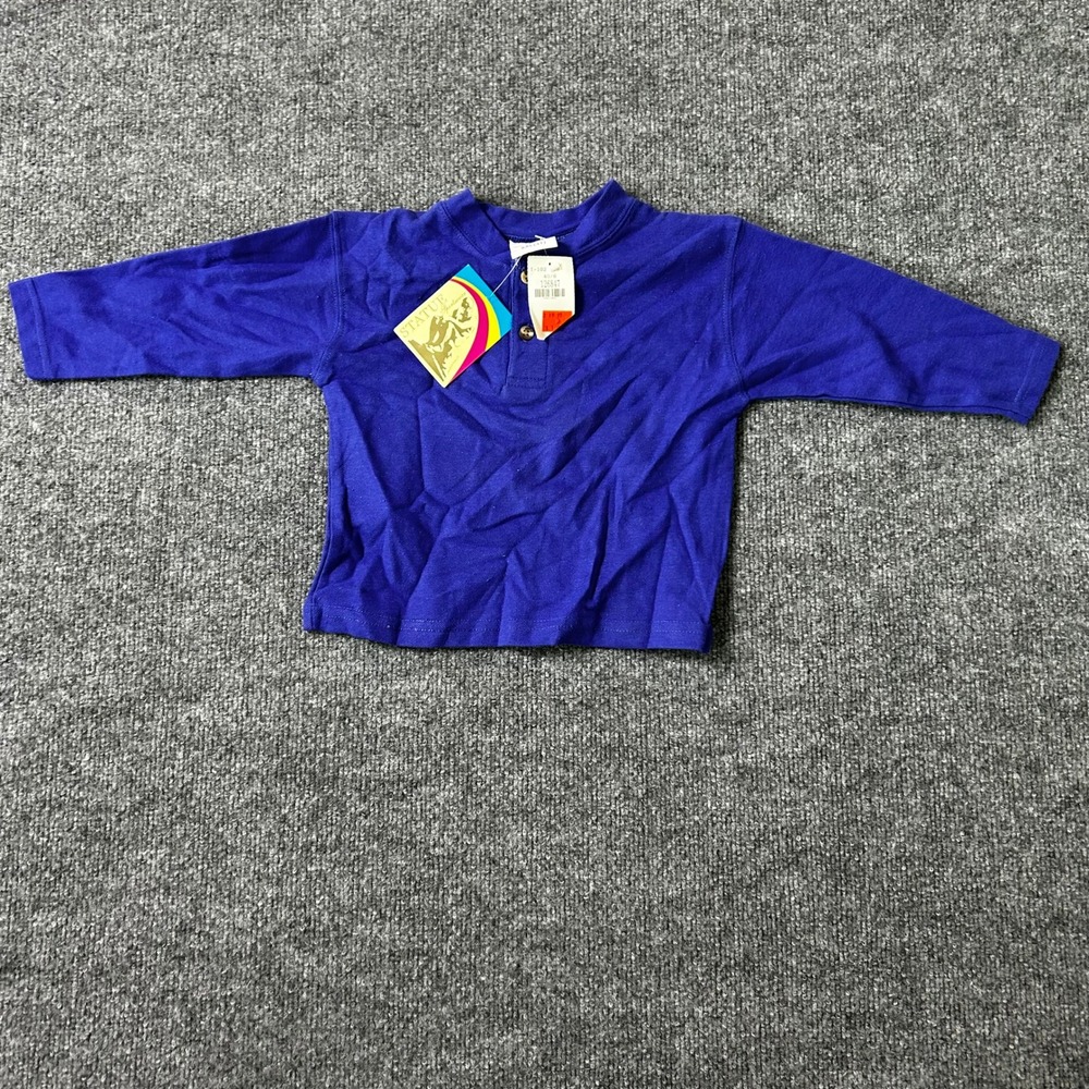 Statue Henley Shirt Toddler Size 4T Blue Long Sleeve Pique Knit New With Tags